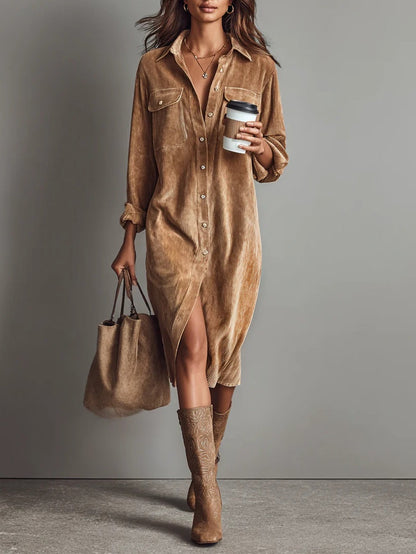 Auden | Women's Classic Button-Up Midi Dress