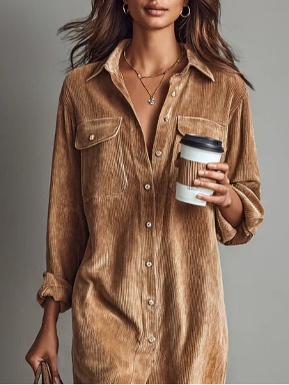 Auden | Women's Classic Button-Up Midi Dress