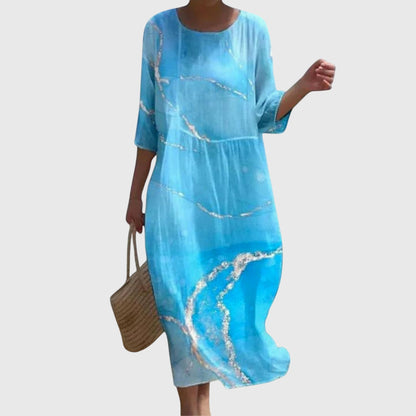Elara | Women's Elegant Floral Summer Dress with Sleeves