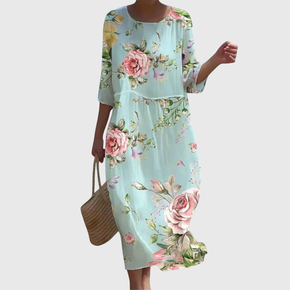 Elara | Women's Elegant Floral Summer Dress with Sleeves