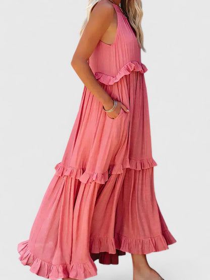 Anise | Women's Elegant Draped Tiered Maxi Dress