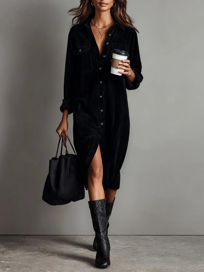 Auden | Women's Classic Button-Up Midi Dress