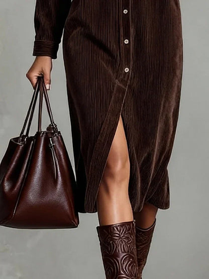 Auden | Women's Classic Button-Up Midi Dress