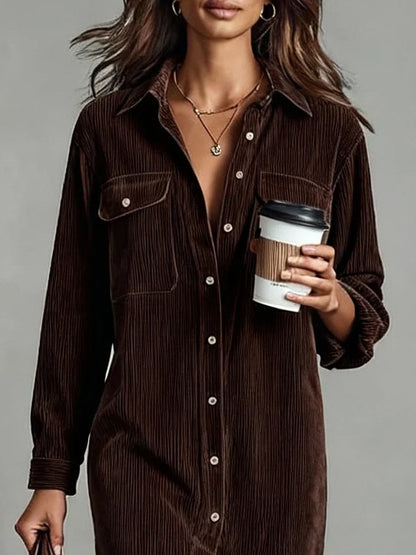 Auden | Women's Classic Button-Up Midi Dress