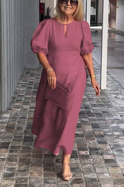 Maree | Women's Elegant Summer Midi Dress with Puff Sleeves