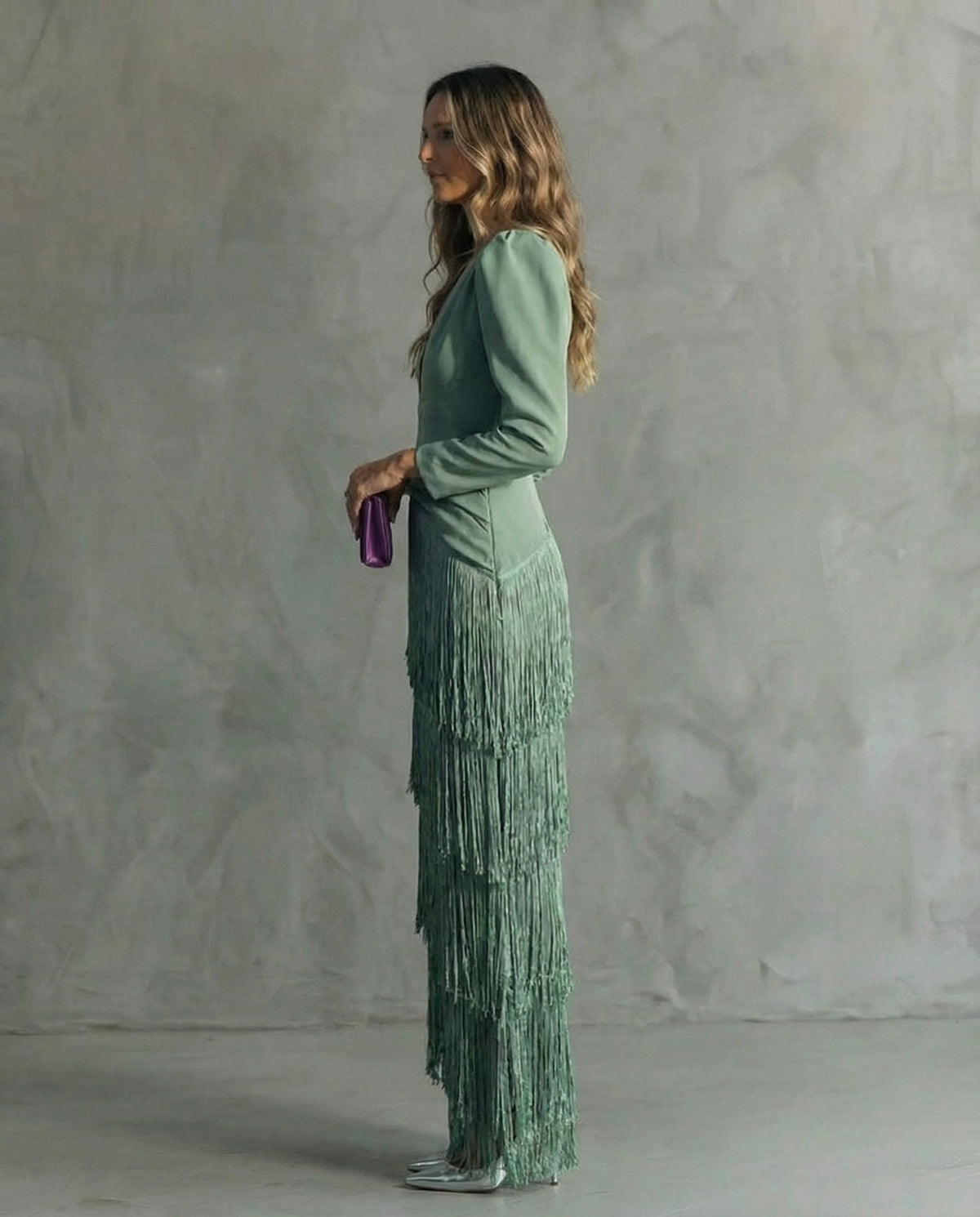 Ellie | Women's Festive V-Neck Fringe Midi Dress