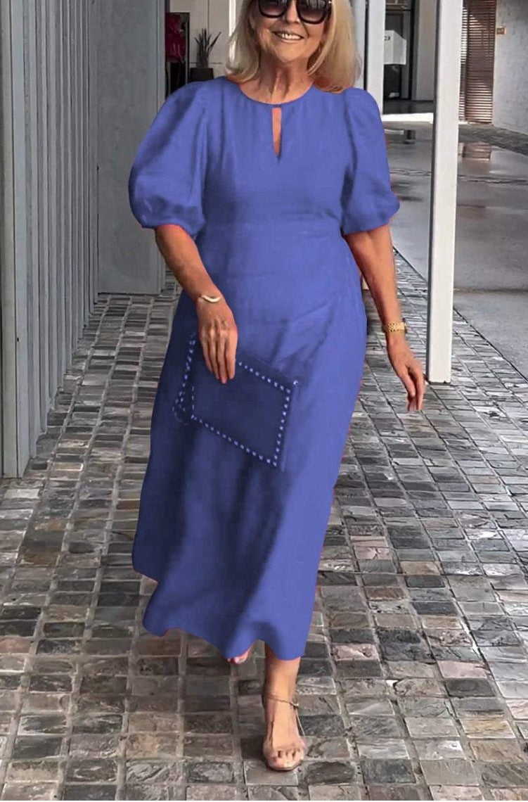 Maree | Women's Elegant Summer Midi Dress with Puff Sleeves