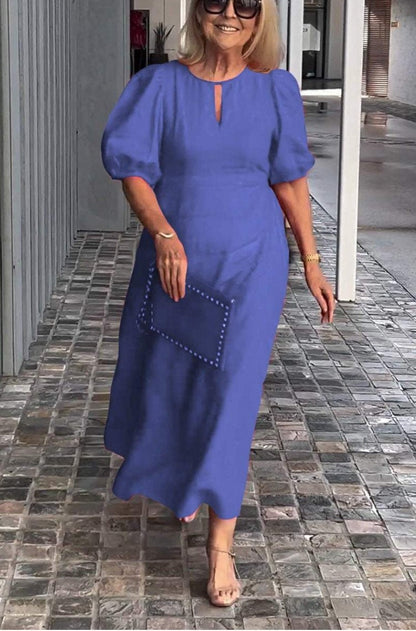 Maree | Women's Elegant Summer Midi Dress with Puff Sleeves