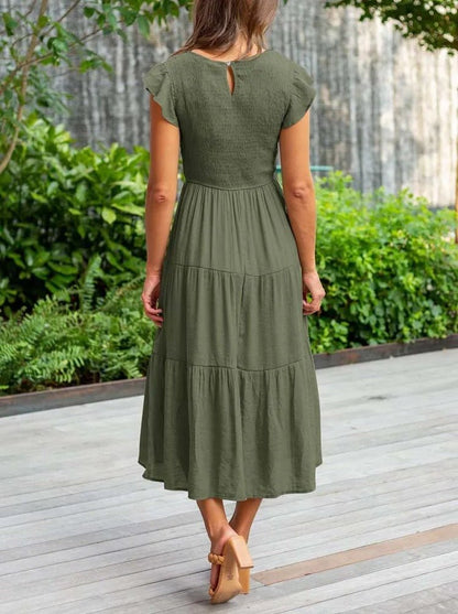 Josie | Women's Casual Midi Dress With Ruffled Sleeves