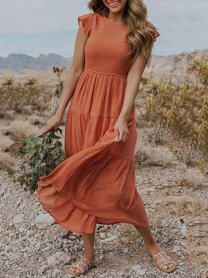 Josie | Women's Casual Midi Dress With Ruffled Sleeves