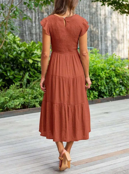Josie | Women's Casual Midi Dress With Ruffled Sleeves