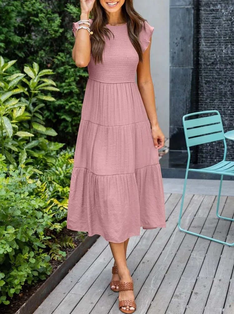 Josie | Women's Casual Midi Dress With Ruffled Sleeves