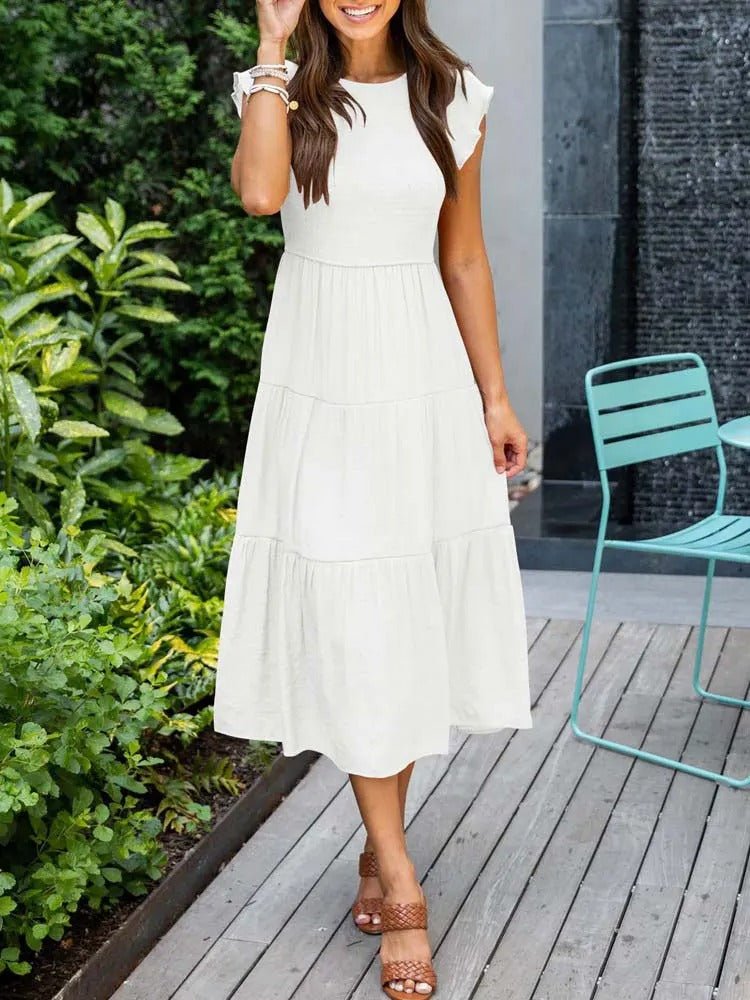 Josie | Women's Casual Midi Dress With Ruffled Sleeves