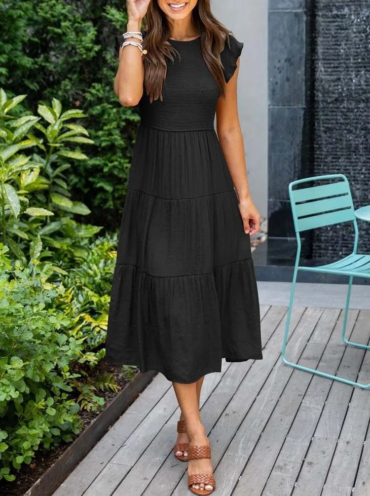 Josie | Women's Casual Midi Dress With Ruffled Sleeves
