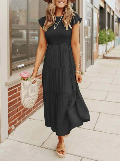 Josie | Women's Casual Midi Dress With Ruffled Sleeves