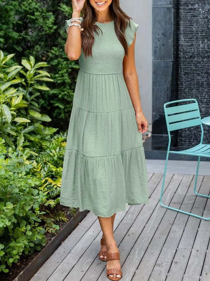 Josie | Women's Casual Midi Dress With Ruffled Sleeves