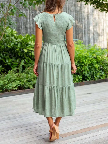 Josie | Women's Casual Midi Dress With Ruffled Sleeves