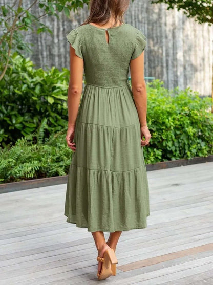 Josie | Women's Casual Midi Dress With Ruffled Sleeves