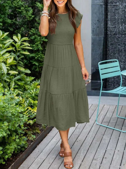 Josie | Women's Casual Midi Dress With Ruffled Sleeves