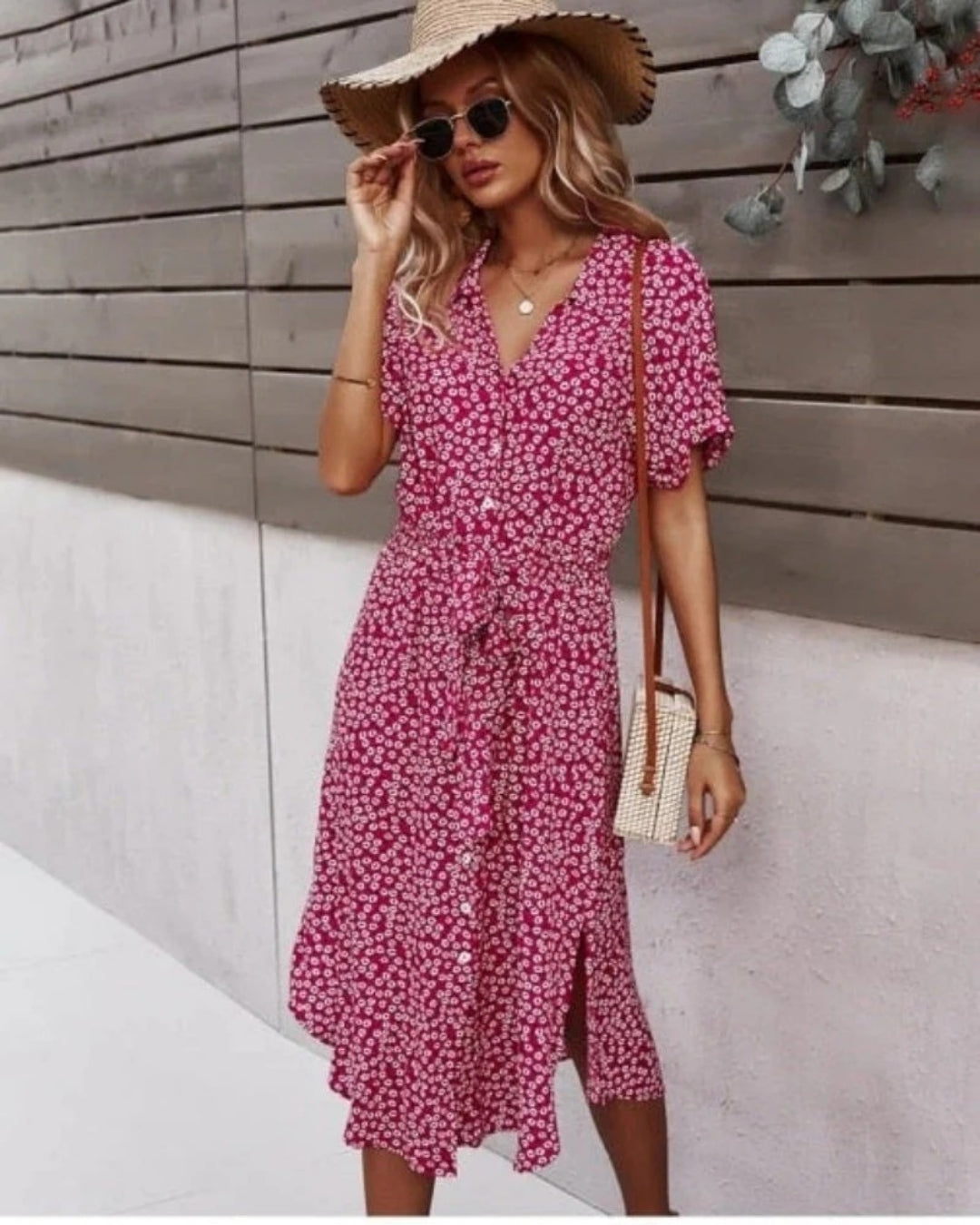 Ilona | Women's Classic Wrapped Floral Button Dress