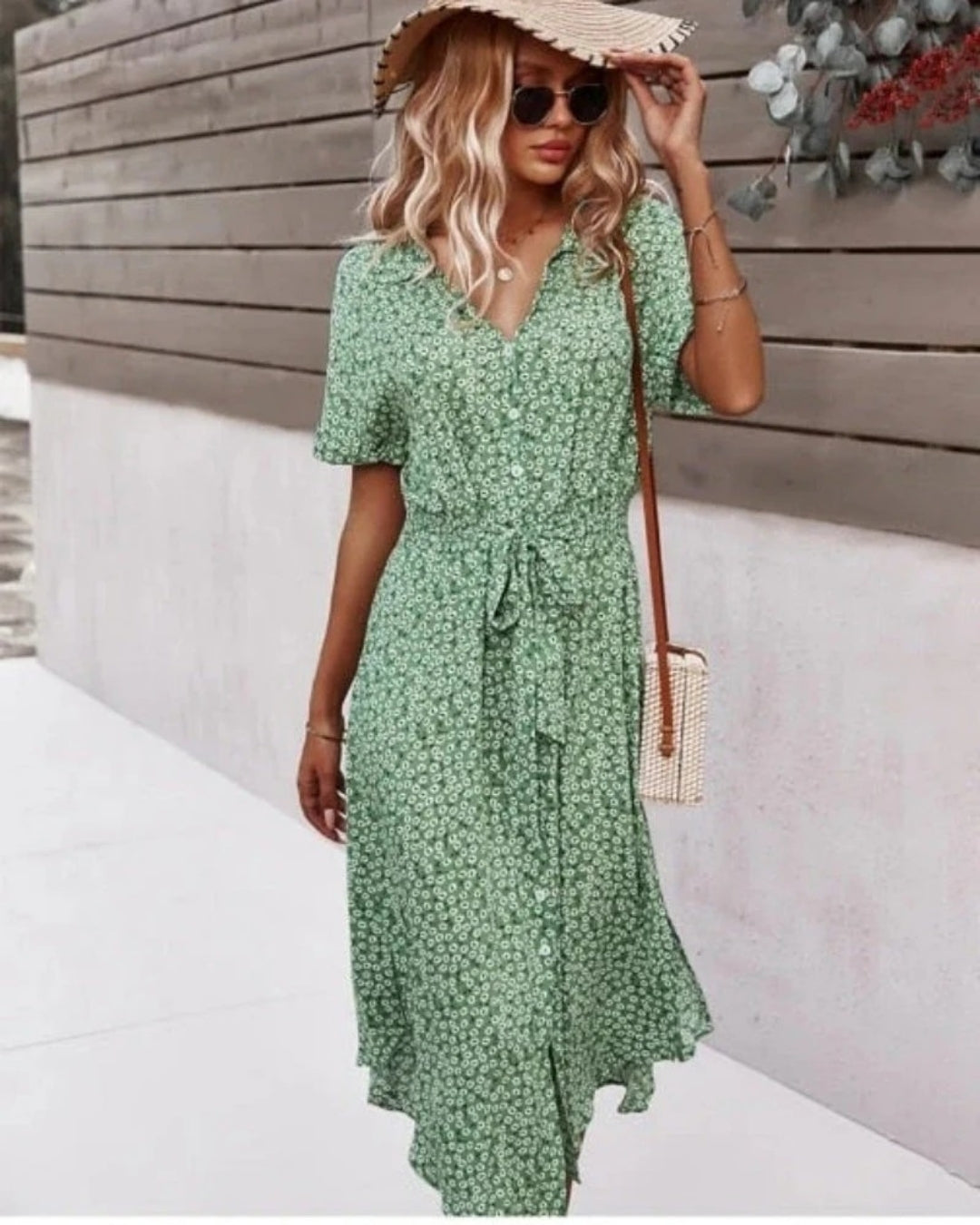 Ilona | Women's Classic Wrapped Floral Button Dress