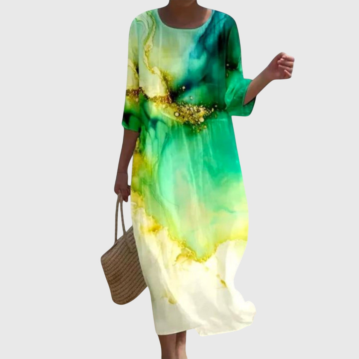 Elara | Women's Elegant Floral Summer Dress with Sleeves