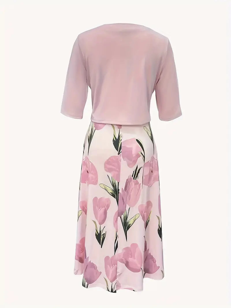 Paige | Women’s Elegant Floral Print V-Neck Maxi Dress Set