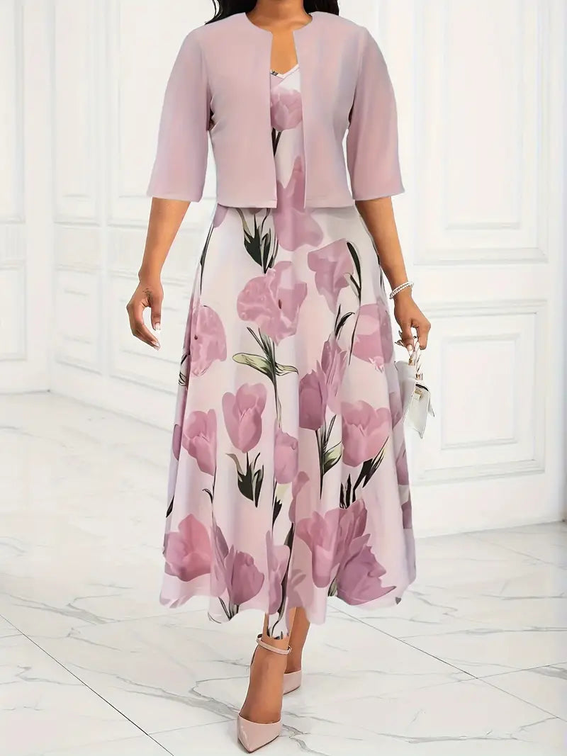 Paige | Women’s Elegant Floral Print V-Neck Maxi Dress Set