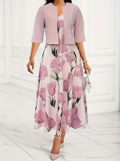 Paige | Women’s Elegant Floral Print V-Neck Maxi Dress Set