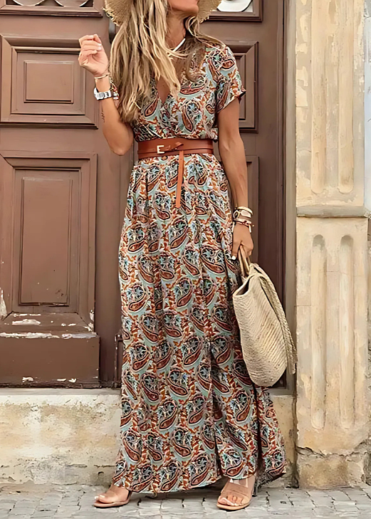 Justine | Women's Belted Boho Maxi Dress