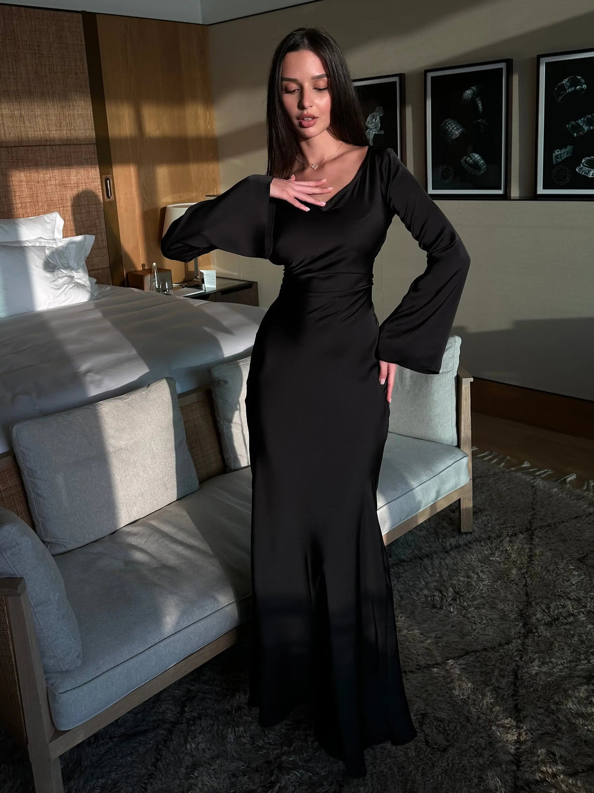 Aurora | Women's Elegant Long Sleeve Maxi Dress