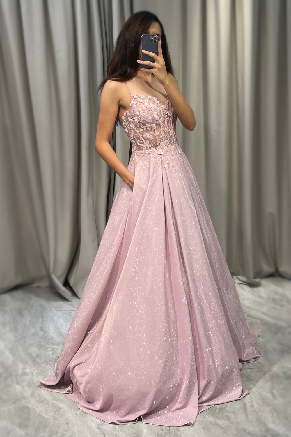 Lily | Women's Elegant Maxi Wedding Guest Dress with Spaghetti Straps