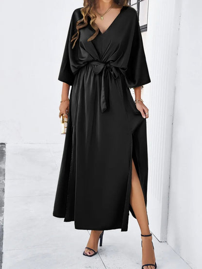 Juniper | Women's Elegant Satin Wrap Dress With Side Slit