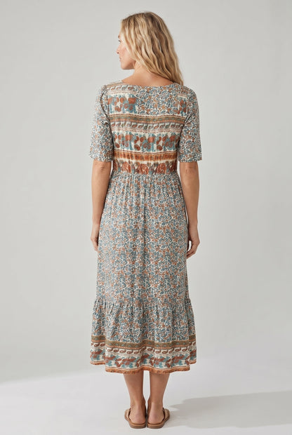 Calliope | Women's Elegant Printed Boho Midi Dress