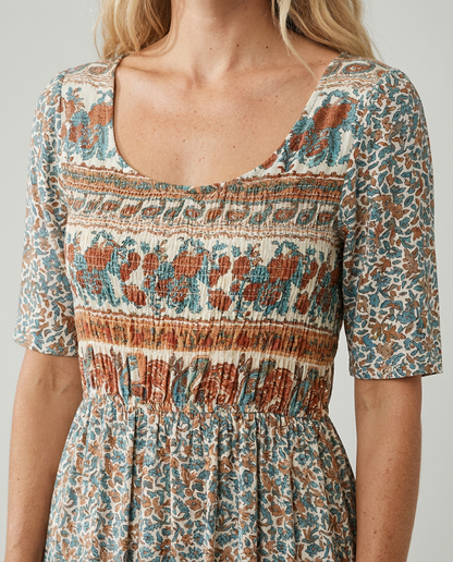 Calliope | Women's Elegant Printed Boho Midi Dress